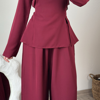 Pinterest yırtmaçlı takım / bordo