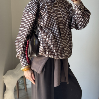 Kareli bomber ceket / kahve 