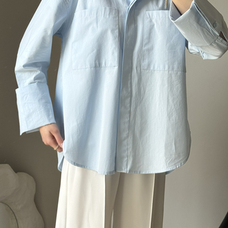 Oversize poplin gömlek / bebe mavi 