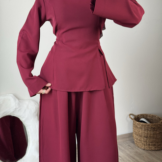 Pinterest yırtmaçlı takım / bordo
