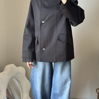 Dik Yaka Parka / Siyah