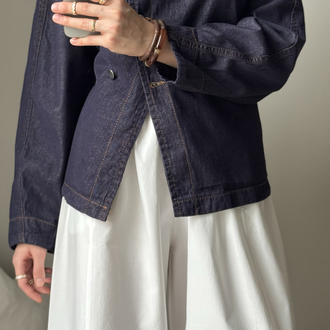 Belden oturmalı denim ceket