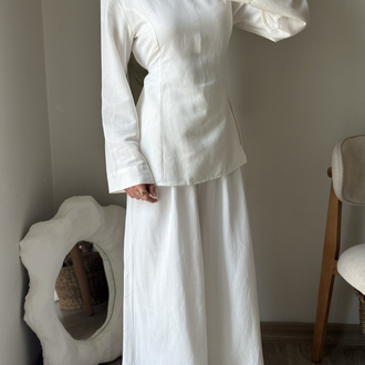 Yırtmaçlı pantolon takım / beyaz