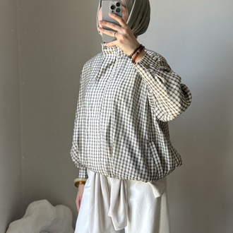 Kareli bomber ceket / yeşil