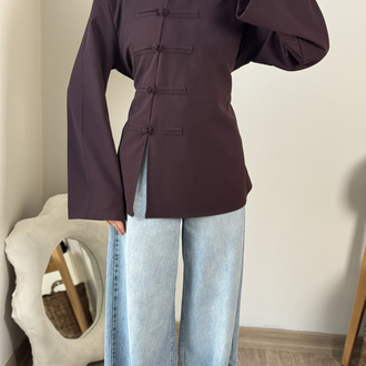 Çin Düğmeli Gömlek / mürdüm