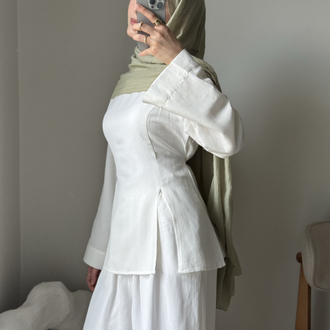 Yırtmaçlı pantolon takım / beyaz