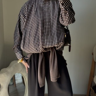 Kareli bomber ceket / kahve 