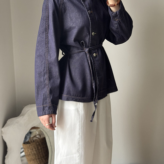 Belden oturmalı denim ceket