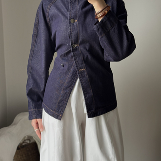 Belden oturmalı denim ceket