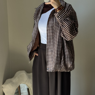 Kareli bomber ceket / kahve 