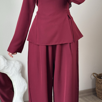 Pinterest yırtmaçlı takım / bordo