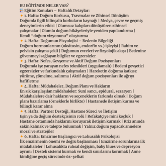 Doğuma Hazırlık Kapsamlı Bireysel Eğitim Programı