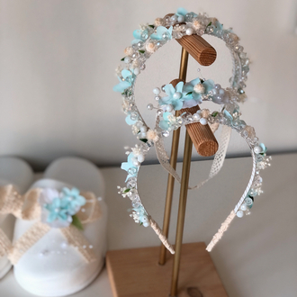 Mint yeşili-Kristal tek sıra Anne tacı