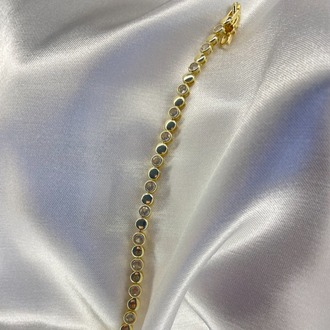 Gold Zirkon Taşlı Ezme Boncuklu Bileklik
