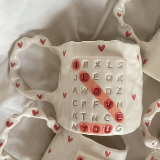 Valentine’s Day “I love you” mug, handmade ceramic mug