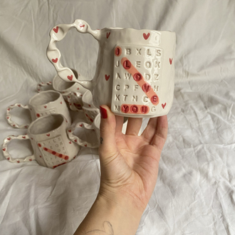 Valentine’s Day “I love you” mug, handmade ceramic mug