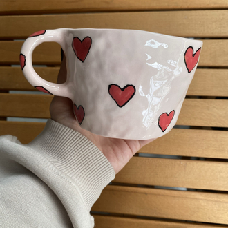 Heart Shaped Handmade Ceramic Mug w/motto