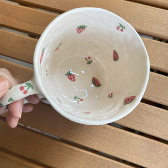 Handmade Ceramic Mug w/fruits