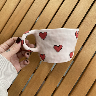 Heart Shaped Handmade Ceramic Mug w/motto