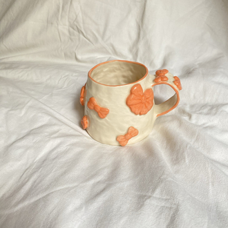 Orange Ribbon Handmade Mug