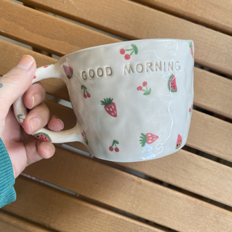 Handmade Ceramic Mug w/fruits