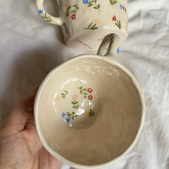 Flowers Handmade Mug- High Vibe Only