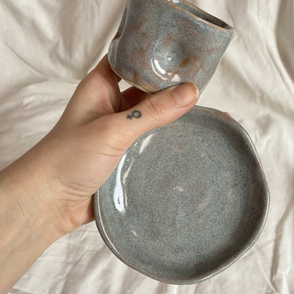 Handmade rustic espresso set