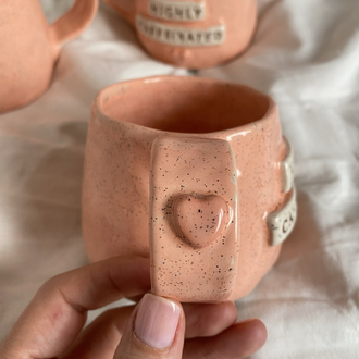“Highly Caffeinated” 3D Handmade Ceramic Mug