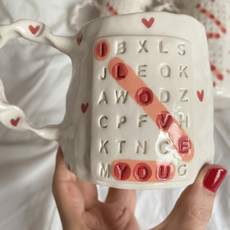 Valentine’s Day “I love you” mug, handmade ceramic mug