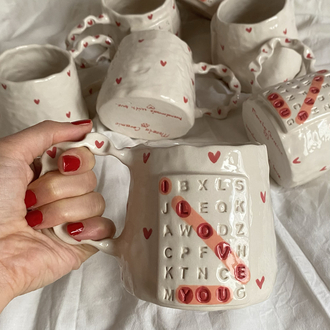 Valentine’s Day “I love you” mug, handmade ceramic mug