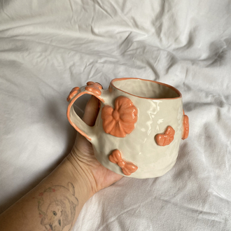Orange Ribbon Handmade Mug