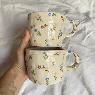 Flowers Handmade Mug- High Vibe Only