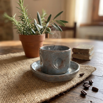 Handmade rustic espresso set