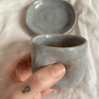 Handmade rustic espresso set