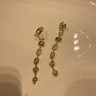 Gold çelik taşlı küpe