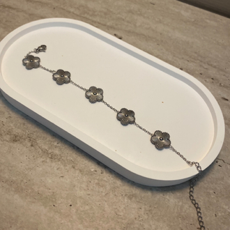 Gümüş renk çelik yonca model bileklik