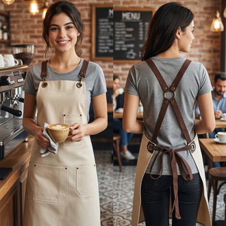 Su itici Leke Tutmaz Üç Cepli Barista Cafe Restoran Servis Bistro Önlük