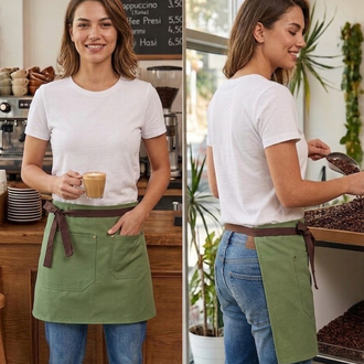 Su itici Leke Tutmaz İki Cepli Yarım Önlük Cafe Bistro Servis Çiçekçi