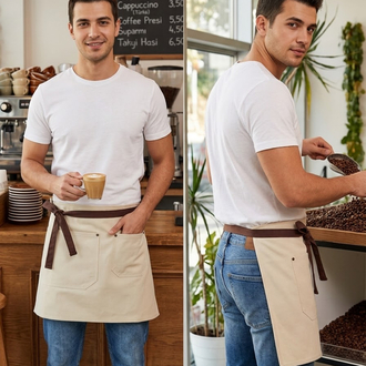 Su itici Leke Tutmaz İki Cepli Yarım Önlük Cafe Bistro Servis Çiçekçi