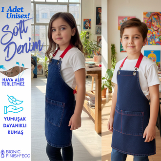 Kot Denim Çocuk Önlük Hobi Aktivite Boyama Resim Sanat Önlük