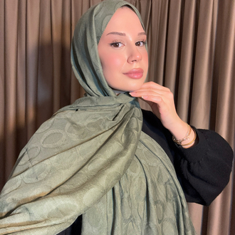 Zincir model pamuk şal (Haki) 