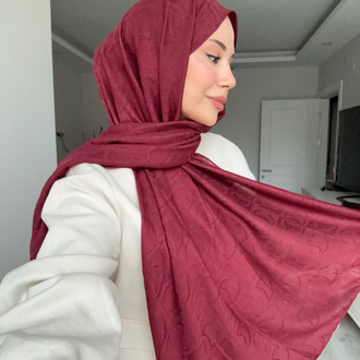 Cc Desen Pamuk Şal ( Bordo )