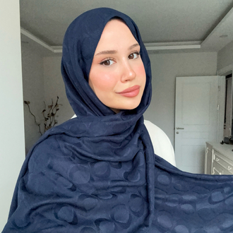 Zincir model pamuk şal (lacivert)