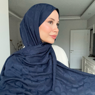 Zincir model pamuk şal (lacivert)