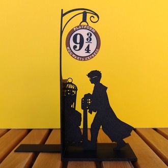 Harry Potter Kitap Tutucu - 9 3/4 Peronu Silüetli Dekoratif Bookend - Hogwarts Kitap Tutucu 
