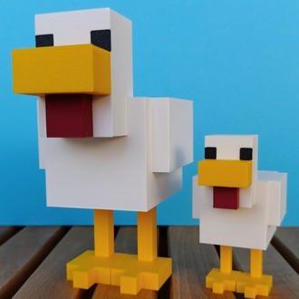 Minecraft 2'li Tavuk Figür Seti – Koleksiyonluk & Hediyelik - Piksel Stil Dekor & Akses