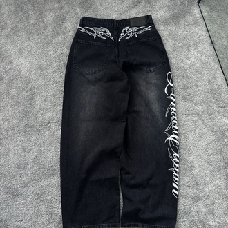 ITALIC BASKI DETAYLI BAGGY JEANS