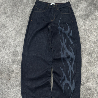 LAZER BASKILI BAGGY JEANS