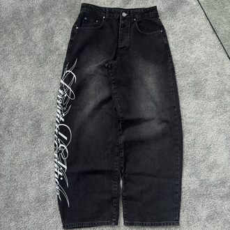 ITALIC BASKI DETAYLI BAGGY JEANS