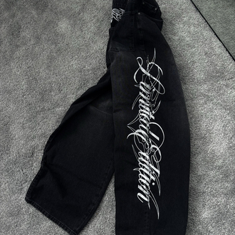 ITALIC BASKI DETAYLI BAGGY JEANS